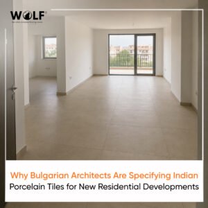 Indian porcelain tiles installed in empty Bulgarian residential apartment at project handover