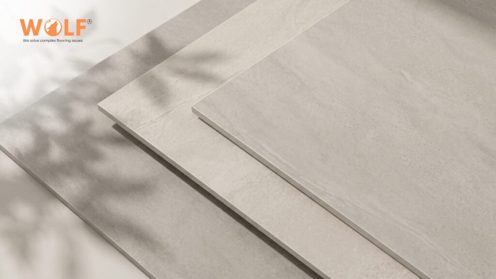 Large format porcelain tiles from India manufactured by Wolf for US residential and commercial projects