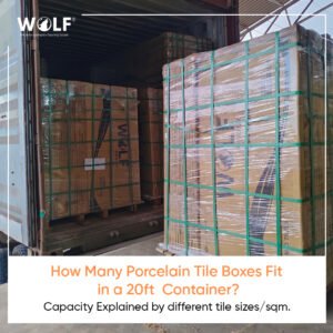 wolf porcelain tiles 20ft container loading morbi india