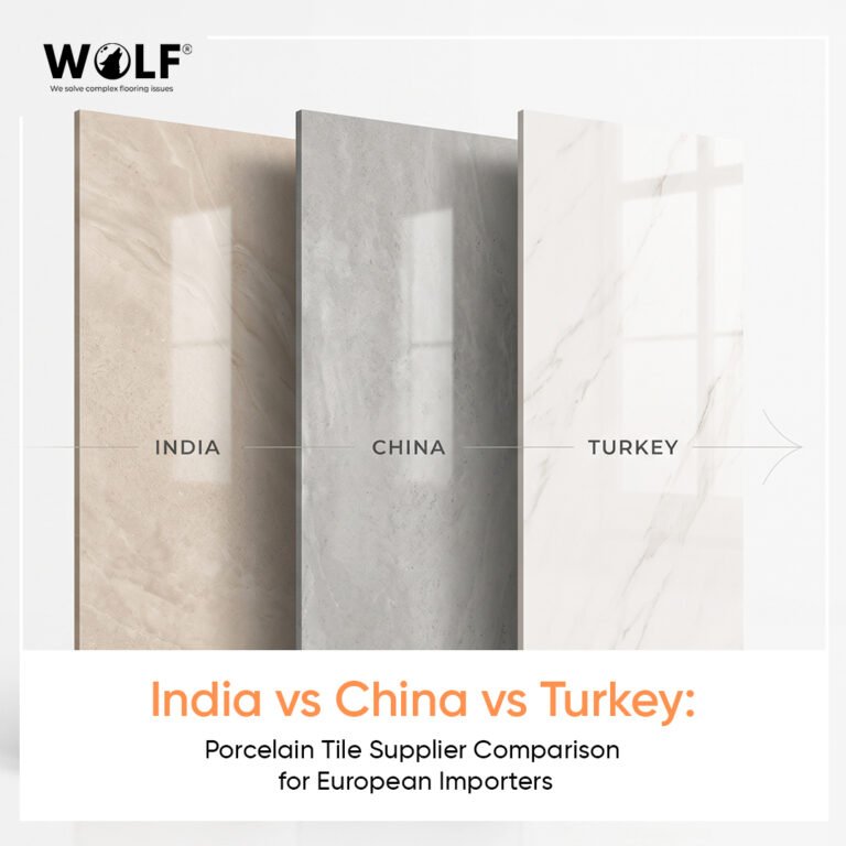 India vs China vs Turkey porcelain tile samples compared for European importers